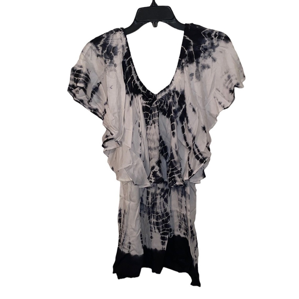 Andrea Jovine Flimsy Tie/Dye White/Navy Top Women's Size L